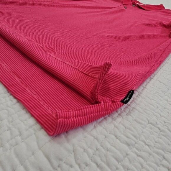 Calvin Klein The Liquid Touch Polo Men's Medium Pink Red Stripe EUC LN Tennis - Picture 6 of 16